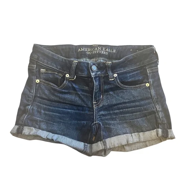 American Eagle Dark Wash Denim Shorts | Size 4 - Picture 2 of 6